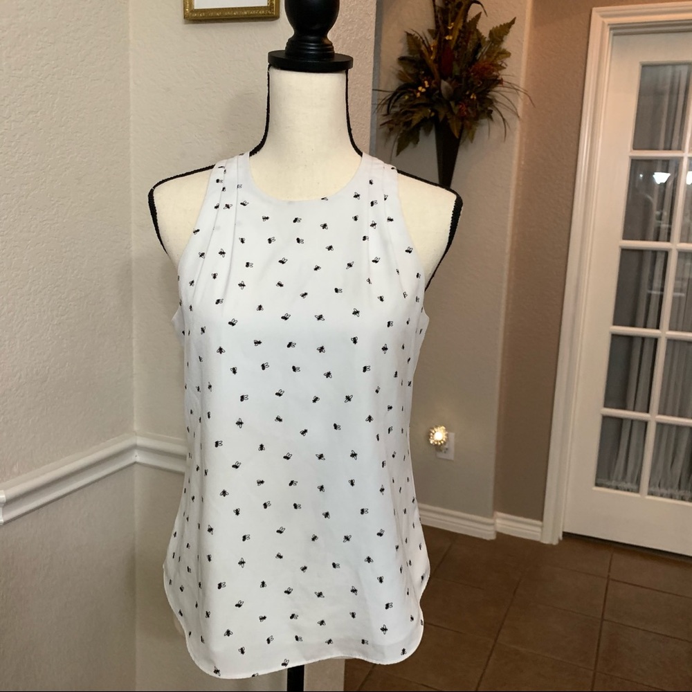 Banana Republic white bee print tank top Size XS